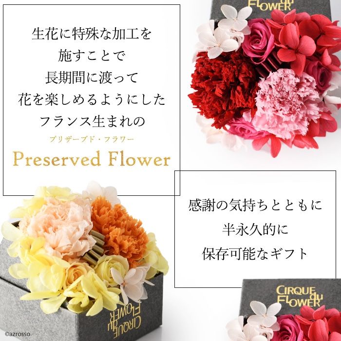 母の日の花束プレゼント｜カーネーションのプリザーブドフラワーBOX
