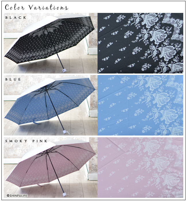 エレガントで実用的 花柄レースプリントの折り畳み日傘 大判 60サイズ 3段コンパクトuvカット99 以上 熱中症大作に遮熱効果抜群の 6 日傘にも雨傘にもなる晴雨兼用 シンフーライフ公式オンラインショップ